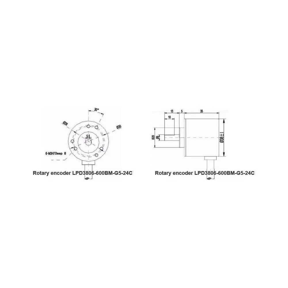 Encoder LPD3806 600BM G5 24C Incremental 600ppr 5V A 24V Robótica