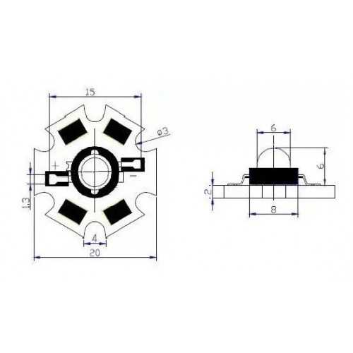 Led SMD 3W Rojo Con Disipador