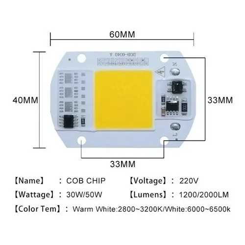 Led Chip Cob de 50W 220V...