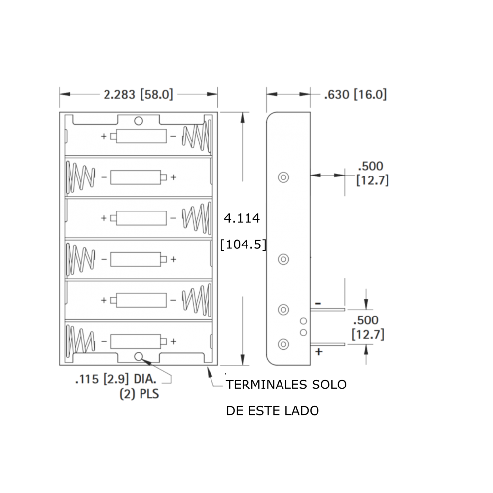 Portapilas Mod: PP-B3xAA Base para 3 piezas AA Sin Plug