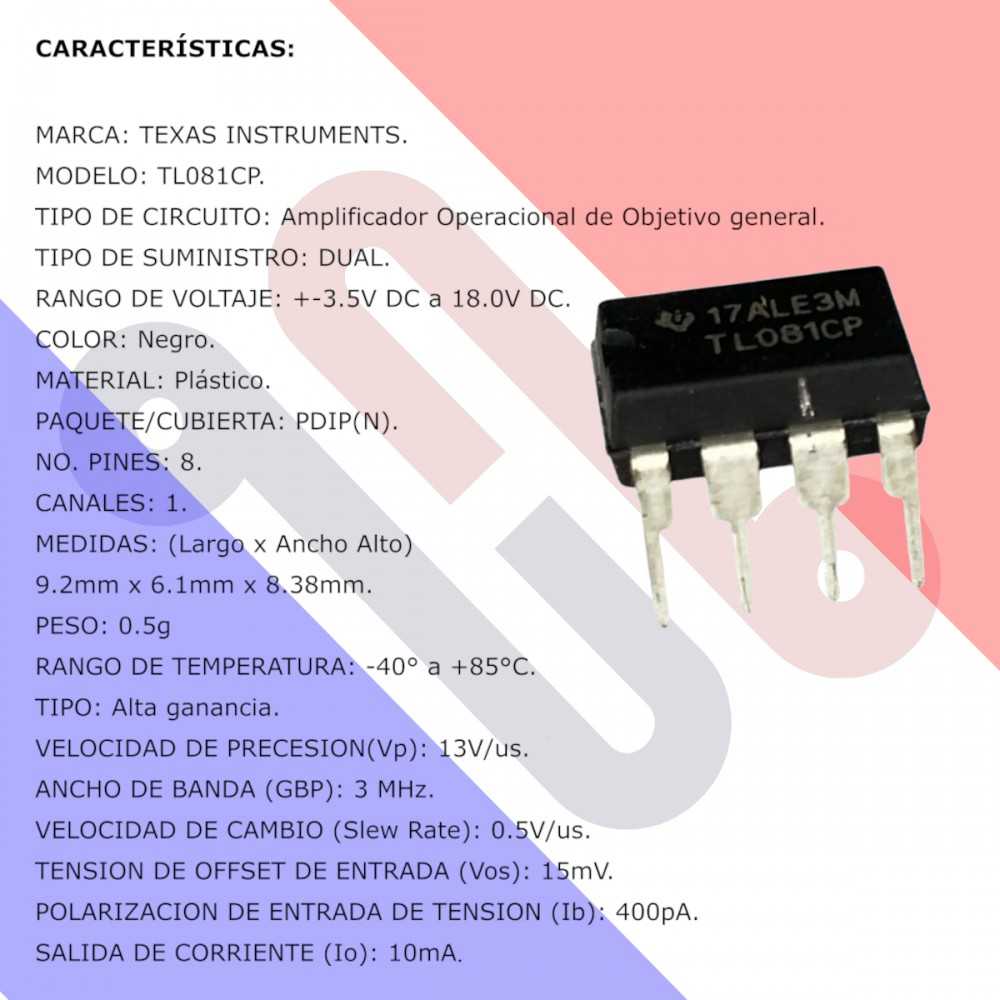 Tl081cp Circuitos Integrados Amplificador Operacional Entrada Bi Fet Mod Tl081cp Tl081 Tl 081 2566